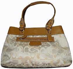 Coach Purse Handbag Penelope Opt Signature Shopper White/Khaki 15120