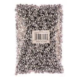 Pony Beads, Metallic Nickel/Silver, 6 x 9mm, 1000pc Pkg