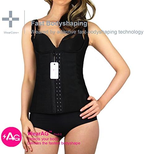 Agegg Women Latex Sport Girdle Waist Trainer Corset Body Cincher Shapewear 3XL Black