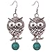 YAZILIND Special Design Round Turquoise Cute Owl Dangle Pendant Earrings