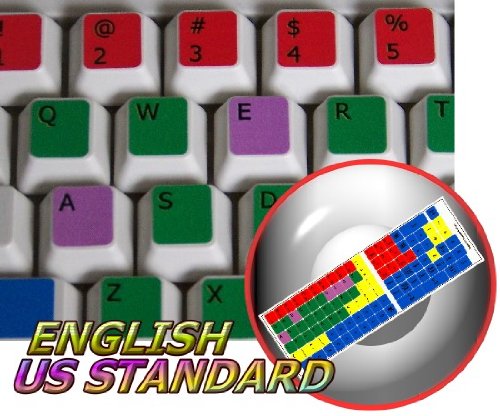 LEARNING ENGLISH US COLORED PC KEYBOARD STICKER FOR DESKTOP - LAPTOP AND NOTEBOOK