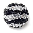 Black and White Crystal Stripes Dome Stretch Fashion Ring