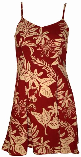 Tiare Hawaiian Dress - Womens Hawaiian Dress - Aloha Dress - Hawaiian Clothing - 100% Rayon Red XL