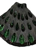 Velvet Burnout Wrap Half Circle Peacock Feathers Green/Cobalt/Black