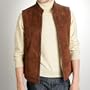 BGSD Men's Suede Lamb Shearling Vest - Cognac Large
