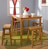 51OXhP9c0GL. SL160  5pc Belfast Rustic Oak Finish Counter Height Dining Table & 4 Stools Set