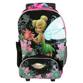 Disney Fairy Shimmer Tinker Bell Rolling Backpack - Full Size Tinkerbell Luggage