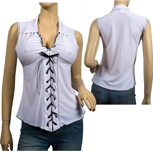 51OXz1ir2GL White Black Lace Sleeveless Corset Plus Size Top