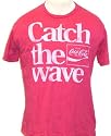 Coca-Cola Catch The Wave 1980s Slogan Men's Red Vintage T-shirt