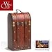 Antique Wood 2-Bottle Wine Gift Box - Great gift ideas for business, co-workers, family or friend. Free shipping and delivery right to your door step.