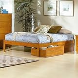 Concord Bed with Flat Panel Drawers in Natural Maple Size: Twin