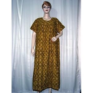 Buy Caftans for Indian Ladies Cotton Printed Dark Goldenrod Evening Dress