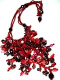 Crystal Glass Stone Red Gemstone Beaded 18" Necklace "Worthy One" - Fair Trade