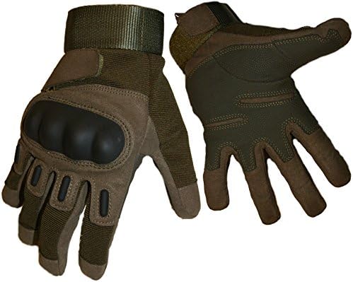 Crownover Tactical ECHELON Gloves, Adjustable Full-finger Hard Knuckle Protection Military Shooting Outdoor Cycling Hunting Riding Airsoft Gloves (Green, Medium)