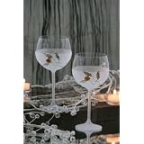 Art Decorative Amber and Sterling Silver Set of 2 Wine Glass by Crystal Dream