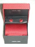 Men's Silk Necktie (Gift Set) Scarlet with small Red Diamond pattern