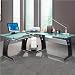 Graphite & Frosted Glass L-Shaped Computer Desk with CPU Caddy