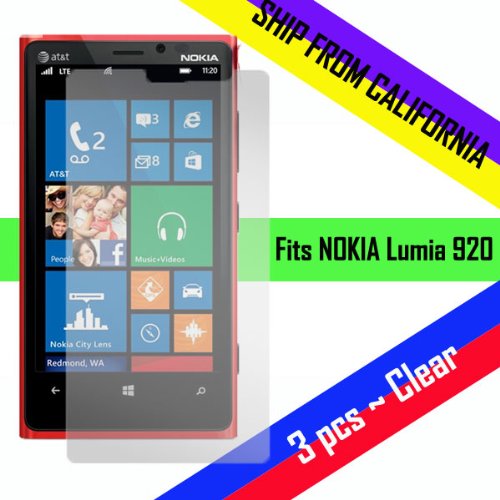 ~ CLEAR ~ 3PC MIT Nokia 920 Lumia at&t LCD LED Screen Protector Case Film Guard invisible shield