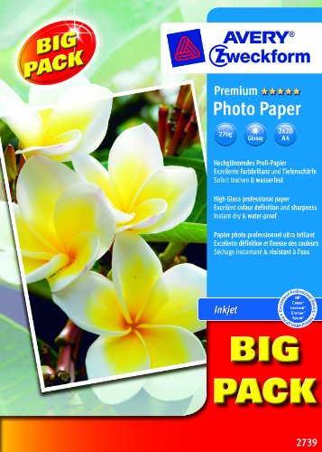 papier Avery Zweckform BIG PACK Photopapier für Inkjet Drucker DIN A4 2x20 Blatt 40 Blatt weiss hochglänzend 270 g/m² 51OYT5Uf06L papier