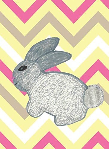 Woodland theme Kids nursery bunny rabbit print Yellow Pink white chevron Girls Bedroom wall art