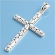 Sterling Silver Pendant - Cross - Pebbled Pattern - 32mm Pendant Height