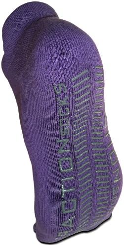 TractionSocks Non-Slip Organic Cotton Socks (Large, Purple)