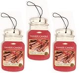 represent Yankee Candle Classic Paper Car Jar Hanging Air Freshener, Sparkling Cinnamon Scent (Pack of 3)