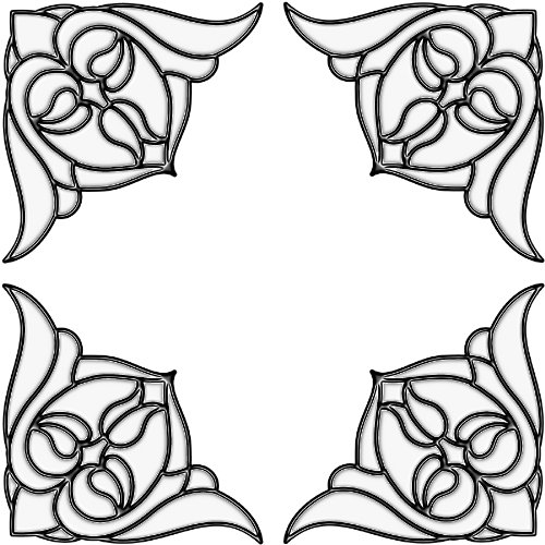 Brewster 99772 Peel & Stick Nouveau Stained Glass Corner Appliqués, 4-Count