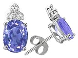 1.92 cts Genuine Tanzanite and Diamond Earrings - 14kt White or Yellow Gold