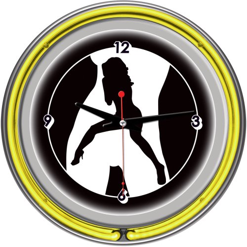 Trademark Shadow Babes - C Series - Clock with Two Neon Rings, Yellow