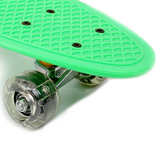 Plastic Skateboard LED Light Up Wheels Penny Retro 22" Mini Street Cruiser High Strength Skate