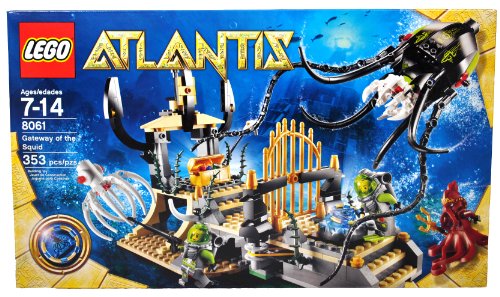 Lego Year 2010 Atlantis Series Set #8061 - GATEWAY OF THE SQUID with Traps, Treasures, Octopus Prison Cage, Monstrous Giant Squid, Squid Warrior and 2 Diver Minifigures (Total Pieces: 353)