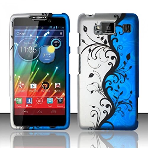 For Motorola Droid RAZR Maxx HD Rubberized Hard Design Case Cover - Blue Vines