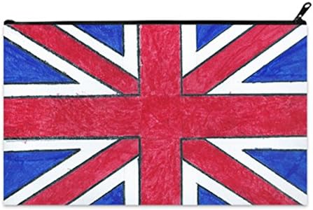 Woman Zipper Closure Medium Coin Purse Pouch Cosmetic Makeup Bags With British Flag Pattern