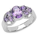 1.80 Carat Genuine Amethyst Silver Ring