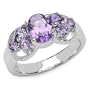 1.80 Carat Genuine Amethyst Silver Ring