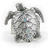 Swarovski Crystal Sterling-Silver-Plated Adjustable Sea Turtle Ring