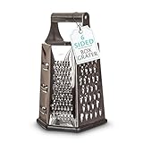 Armoni Kitchens Cheese Grater and Lemon Zester; 6 Sided Stainless Steel 9 Inch