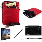 RED Mighty Nylon Jacket Slim Compact Protective Sleeve Shoulder Bag Case with accessories compartment for HP TouchPad Tablet 9.7