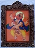 Ganesha in Dancing Position, Pic in Wood Craft Frame