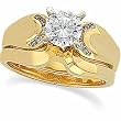 18K Yellow Gold Diamond Wedding Set Semimount - CENTER STONE NOT INCLUDED - 0.10 Ct.