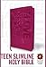Teen Slimline Bible NLT (Red Letter, LeatherLike, Hot Pink)