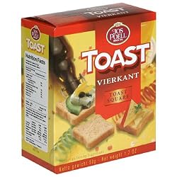 Jos Poell Mini Toast Square, 1.7-Ounce Boxes (Pack of 16)
