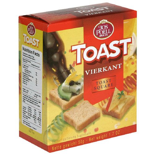 Jos Poell Mini Toast Square, 1.7-Ounce Boxes (Pack of 16) by Jos Poell