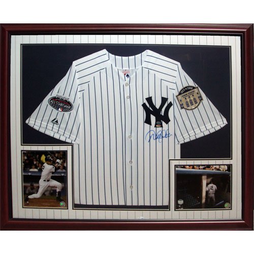 Derek Jeter Autographed New York Yankees (Pinstripe Front) Deluxe Framed Jersey - Steiner
