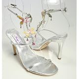 Silver Jeweled Strappy Sandals Butterfly Anklet Rhinestones by Butterfly