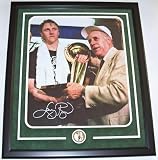 Larry Bird Framed Autographed/Hand Signed Boston Celtics 16x20 Color Photo (with Red Auerbach and Tr