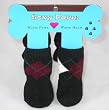 Dog Socks - Soxy Paws Burgundy & White Argyle Socks for Dogs - X-Small (XS)