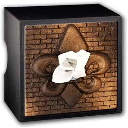 Caravelle Designs SC-1017 Fleur de Lis Black Spray Gold Tissue Box Cover