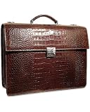 Jack Georges Croco Triple Gusset Flap with Open Back Pocket